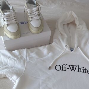 Off-White Hoodie + Sneakers Set - White and Cream